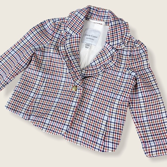 Janie and Jack 6-12M Plaid Gold Button Blazer - Picture 3 of 6